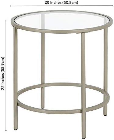 Evelyn&Zoe Sivil 20" Wide Round Side Table, Satin Nickel