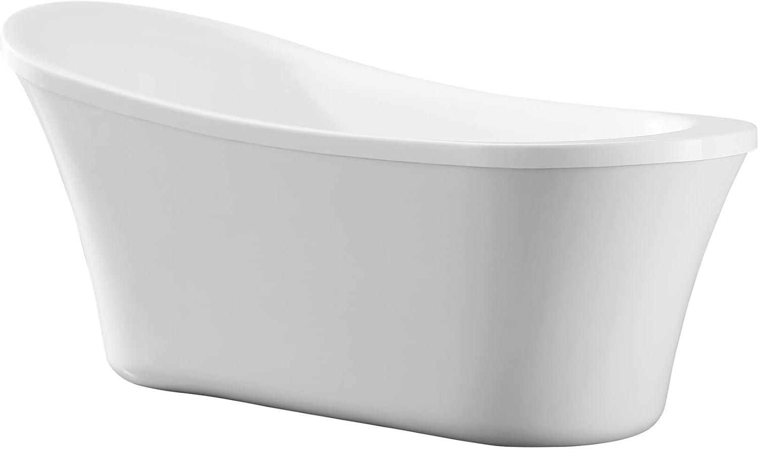 Ruby 65'' White Acrylic Freestanding Slipper Bathtub