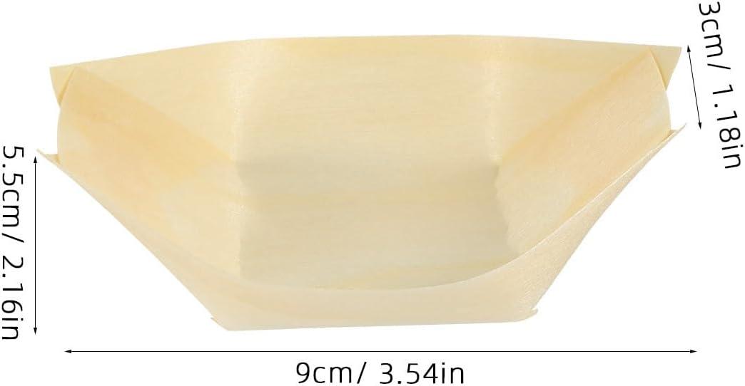 50pcs Disposable Sushi Boat Plates Natural Wooden Sushi Dishes Trays for Restaurant Home