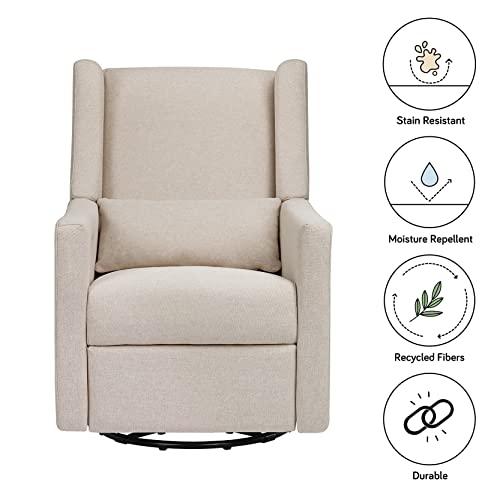 Sustainably Sourced White Linen Swivel Recliner Armchair