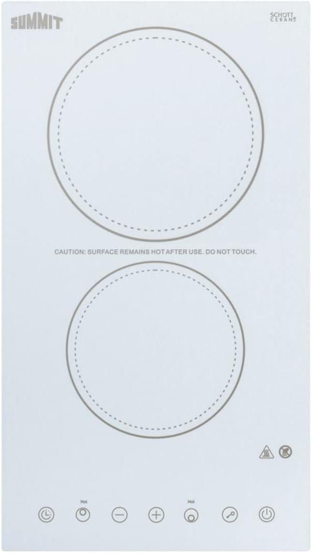 White Ceramic Glass 2 Burner Electric Cooktop with Touch Control