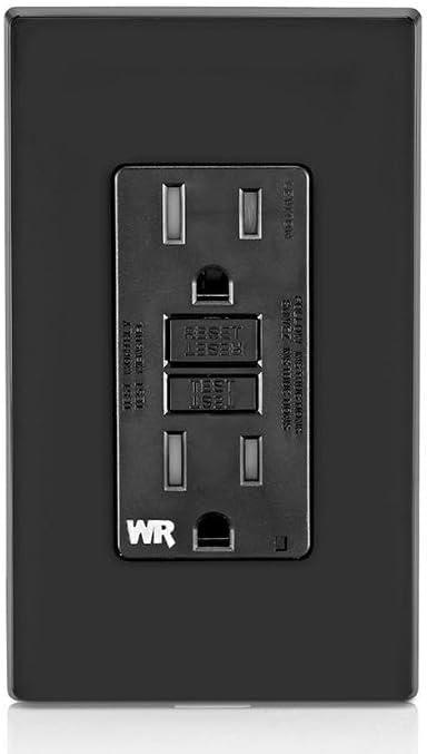 Leviton GFWT1-E Self-Test SmartlockPro Slim GFCI Weather-Resistant and Tamper-Resistant Receptacle with LED Indicator, 15 Amp, Black