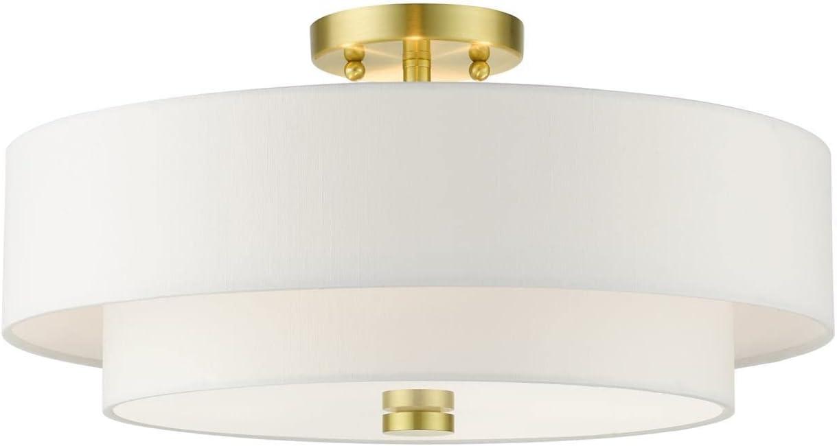 Livex Lighting Claremont 4 - Light Semi-Flush Mount in  Satin Brass