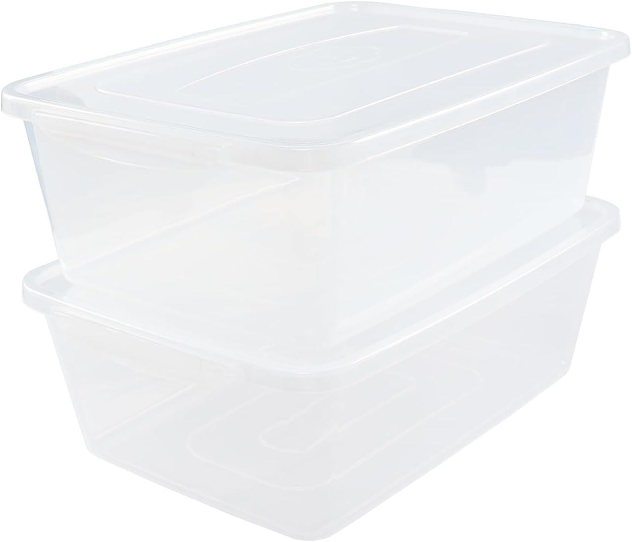 Clear Stackable Plastic Storage Boxes with Lids, 16 Quart, 2-Pack