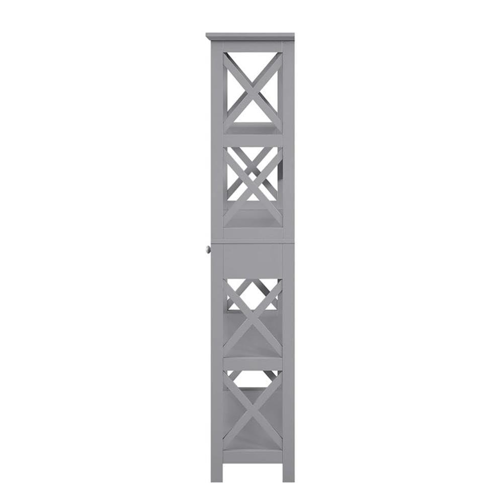 Convenience Concepts Oxford Five-Tier Bookcase with Drawer in Gray Wood Finish