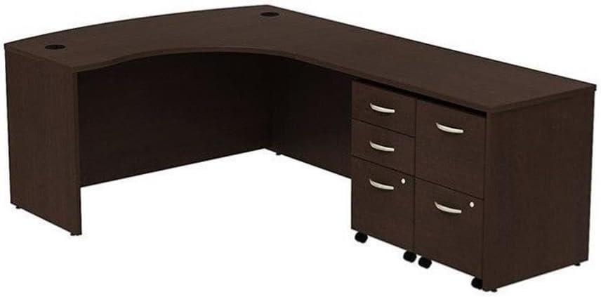 Series C Bow Front Left Handed L Shaped Desk with 2 Mobile Pedestals