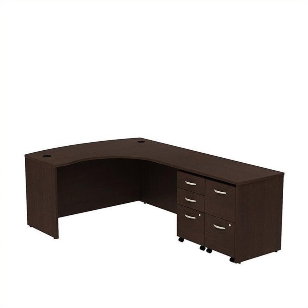 Series C Bow Front Left Handed L Shaped Desk with 2 Mobile Pedestals