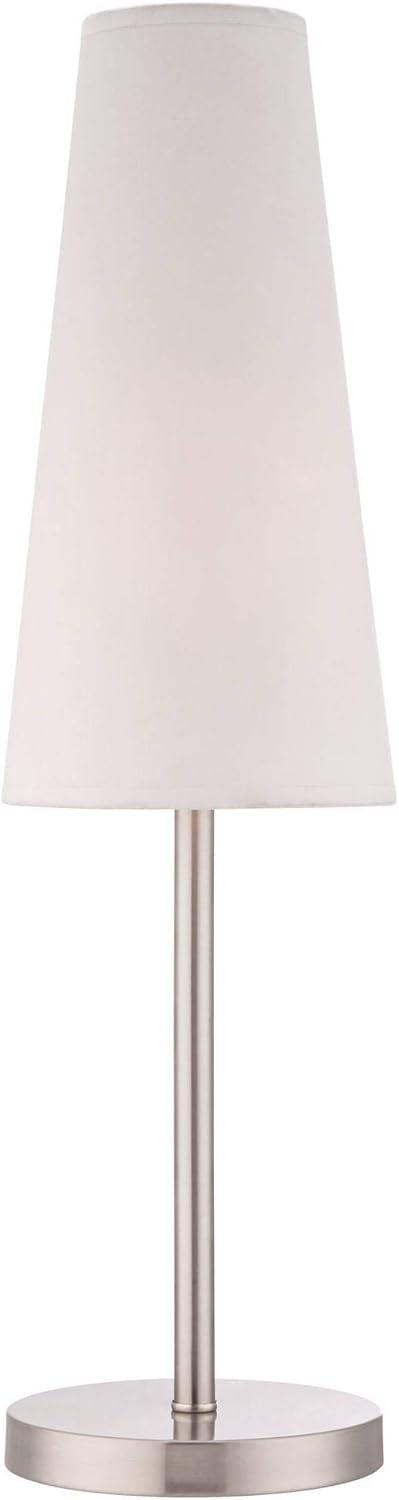 360 Lighting Snippet Modern Table Lamp 26" High Brushed Nickel White Cone Shade for Bedroom Living Room Bedside Nightstand Office Kids Family House