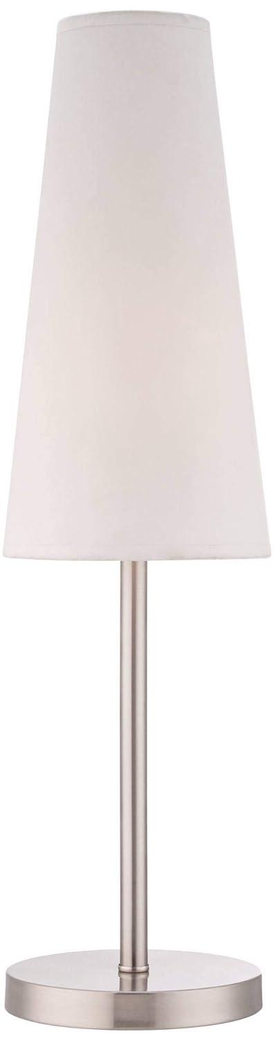 360 Lighting Snippet Modern Table Lamp 26" High Brushed Nickel White Cone Shade for Bedroom Living Room Bedside Nightstand Office Kids Family House
