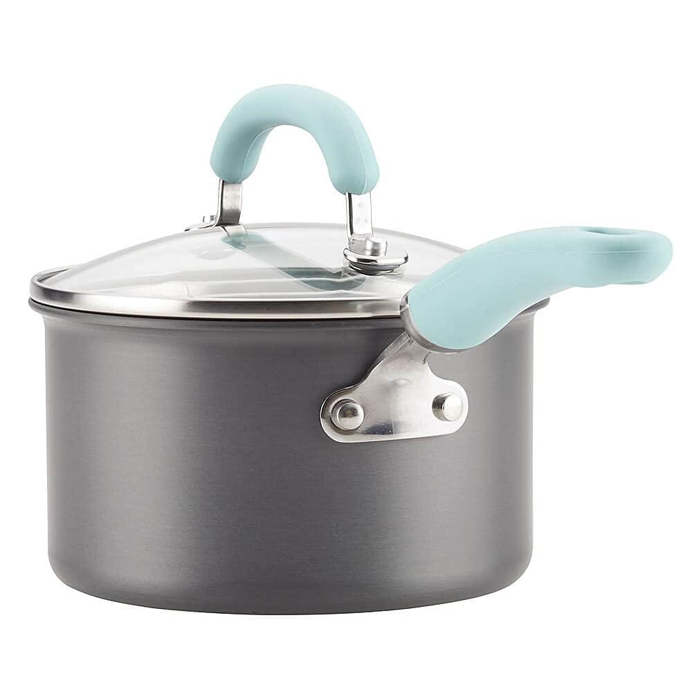 Rachael Ray Create Delicious 11pc Hard Anodized Nonstick Cookware Set Light Blue Handles