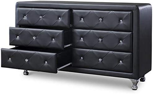 Baxton Studio Luminescence Black Faux Leather Upholstered Dresser