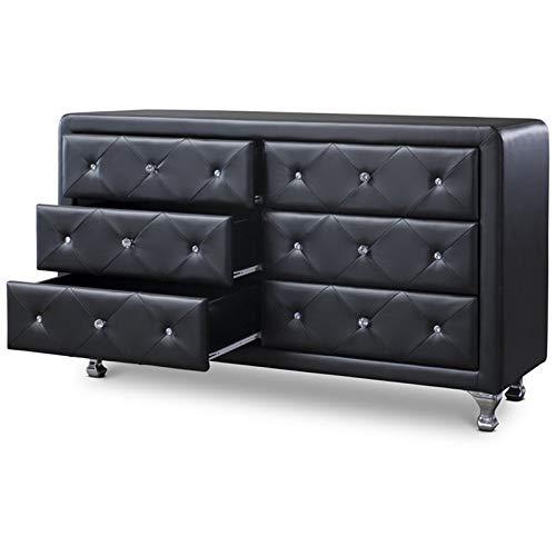 Baxton Studio Luminescence Black Faux Leather Upholstered Dresser