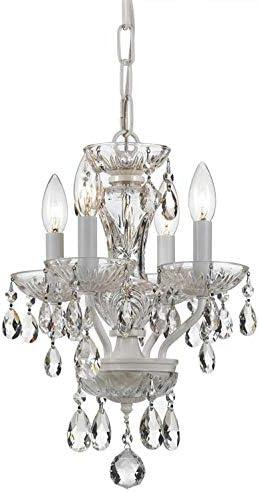 Crystorama Traditional Italian Crystal 4 Light White Mini Chandelier - 11'' W x 15'' H