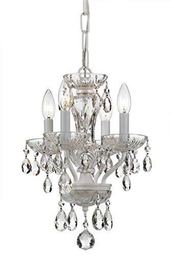 Crystorama Traditional Italian Crystal 4 Light White Mini Chandelier - 11'' W x 15'' H