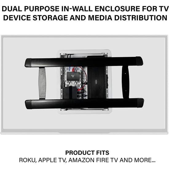 Legrand - OnQ 17 Inch Media Enclosure, Electrical Box, Cable Management Box Dual Purpose In Wall Enclosure for TV Device Storage and Media Distribution, Recessed Media Box, White, ENP1700NA