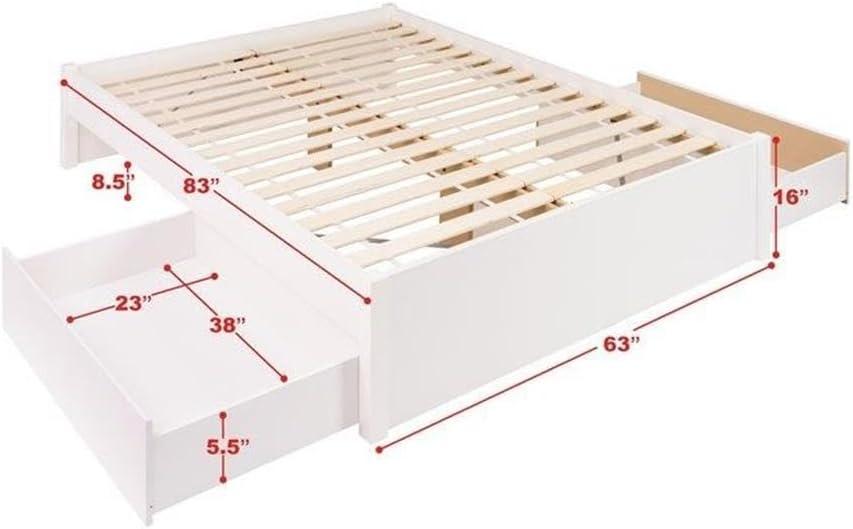 Queen Select 4 - Post Platform Bed with 2 Drawers White - Prepac