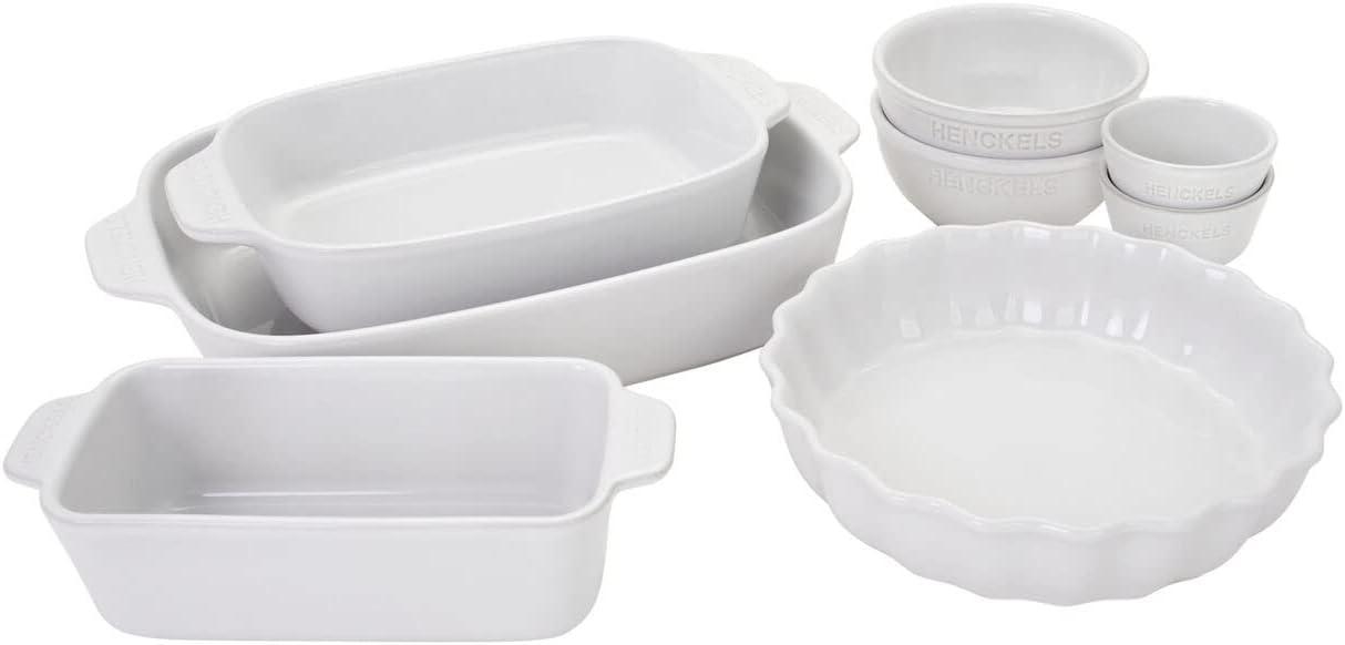 Henckels White Ceramic 8-Piece Bakeware and Serving Set