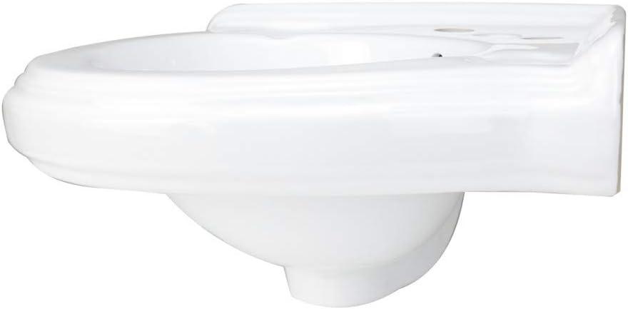 White Ceramic Corner Wall-Mount Vessel Sink with Overflow