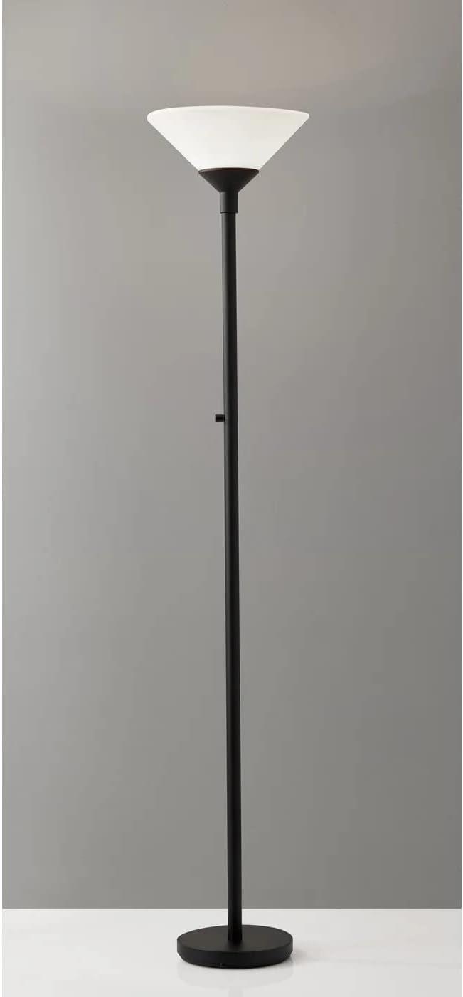 Aries Floor Lamp Black - Adesso: Ambient Lighting, Matte Finish, Frosted Shade, ETL Listed