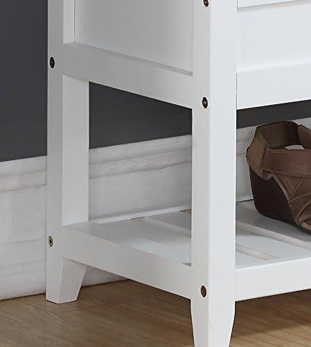 Roundhill Furniture Rouen Seating Bench with Shoe Storage, Clean White