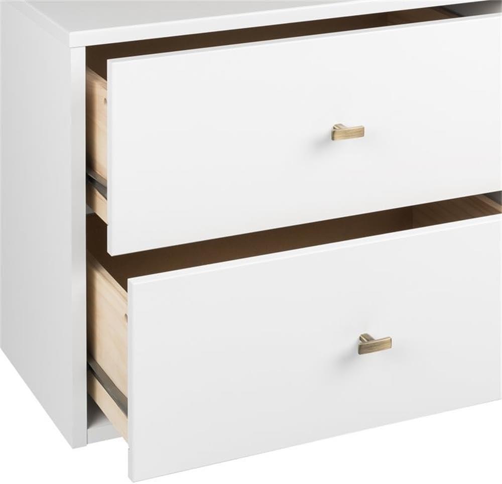 Floating 4 Drawers Dresser White - Prepac: Wall Mounted, Space-Saving Storage, Easy to Assemble