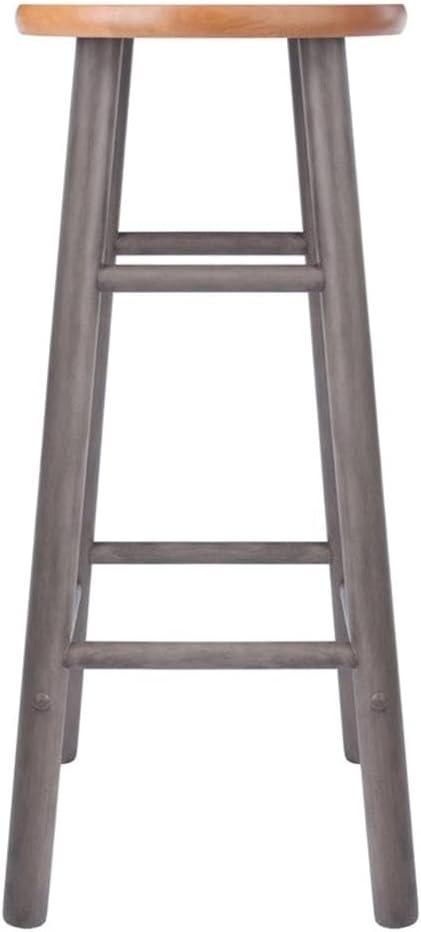 Winsome Wood Huxton 2-PC Bar Stools, Oyster Gray & Teak Finish