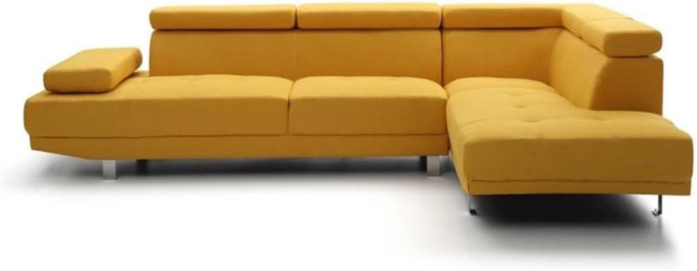 Glory Furniture Riveredge Twill Fabric Sectional in Yellow
