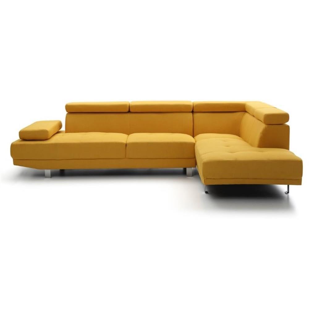 Glory Furniture Riveredge Twill Fabric Sectional in Yellow