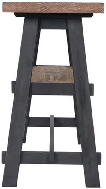 Adam 4-Piece Solid Wood Living Room Set with Distressed Black Sawhorse Legs