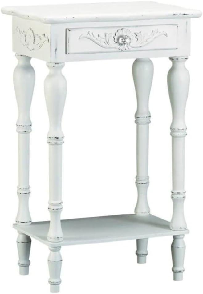 Koehler Home Decor Accent Distressed White Wooden Telephone Table With Drawer