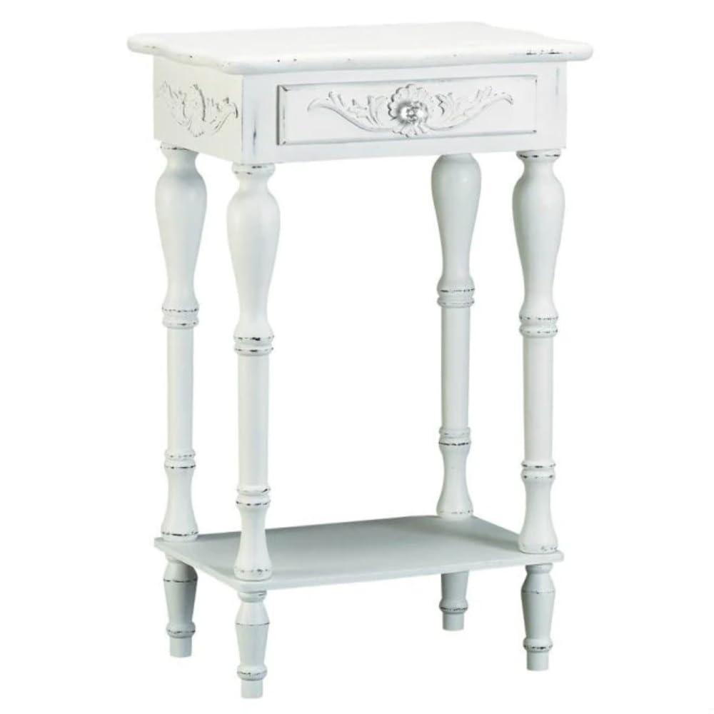 CintBllTer 34353 Carved White Side Table, Multicolor