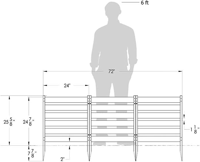 Zippity Outdoor Products 26in H x 24in W (3 Panels) No Dig Zippity Maui Fence Kit, Charcoal Color WoodTek Vinyl Fence Panel, Temporary Outdoor Border for Garden, Easy Install DIY Fence for Backyard, Patio, & Deck, ZP19066