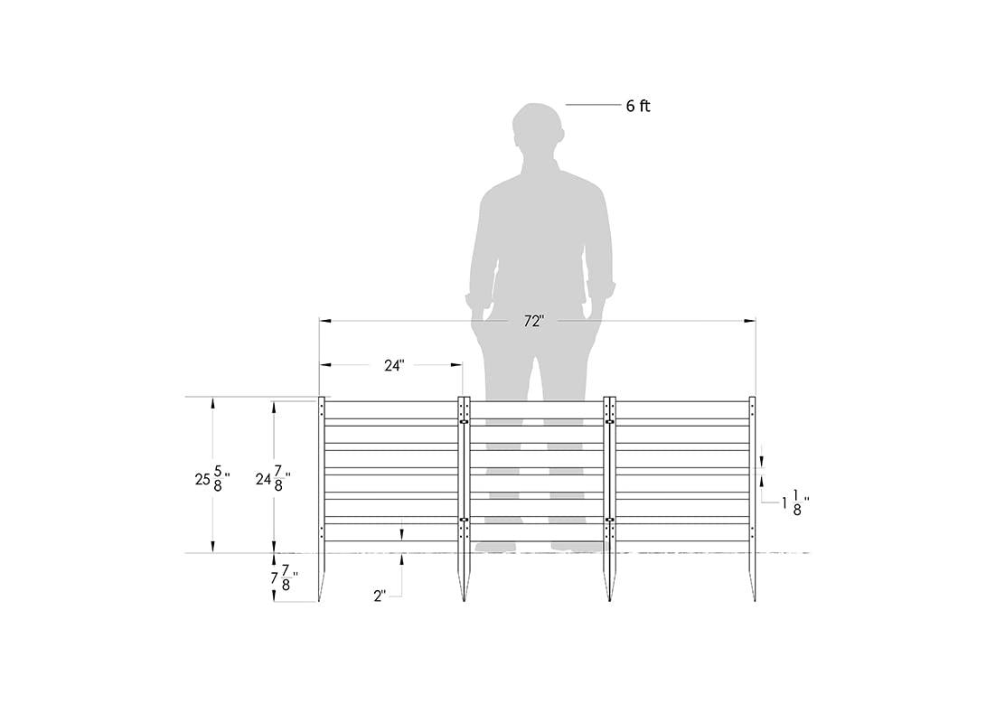 Zippity Outdoor Products 26in H x 24in W (3 Panels) No Dig Zippity Maui Fence Kit, Charcoal Color WoodTek Vinyl Fence Panel, Temporary Outdoor Border for Garden, Easy Install DIY Fence for Backyard, Patio, & Deck, ZP19066