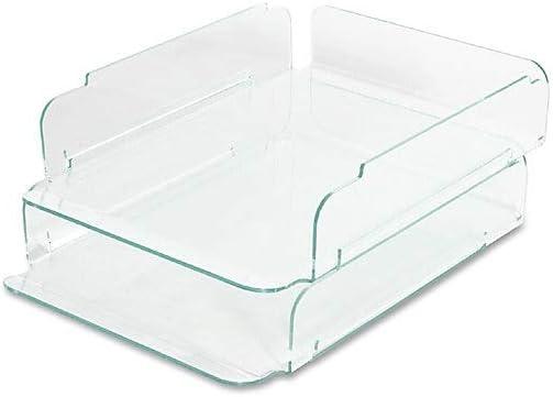 Clear Acrylic Stacking Letter Tray with Green Tint