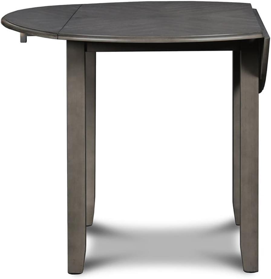 Gray 42-Inch Round Drop Leaf Dining Table Set with Upholstered Chairs