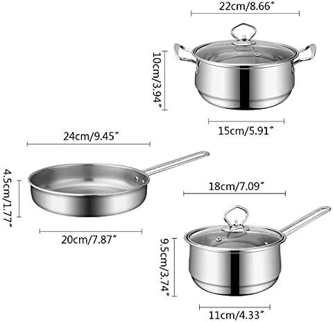 3-Piece Stainless Steel Cookware Set with Flat Bottom