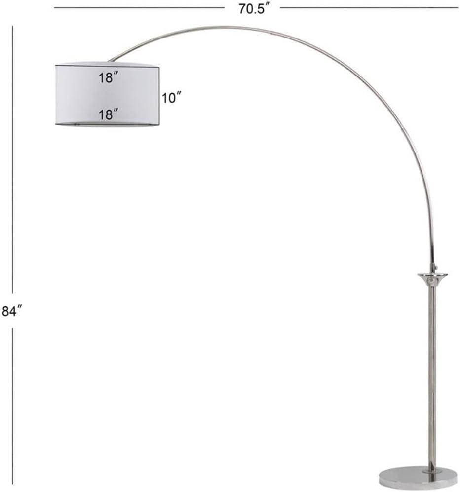 SAFAVIEH Mira 84 in. H Modern Glam Arc Floor Lamp, Shine Nickel