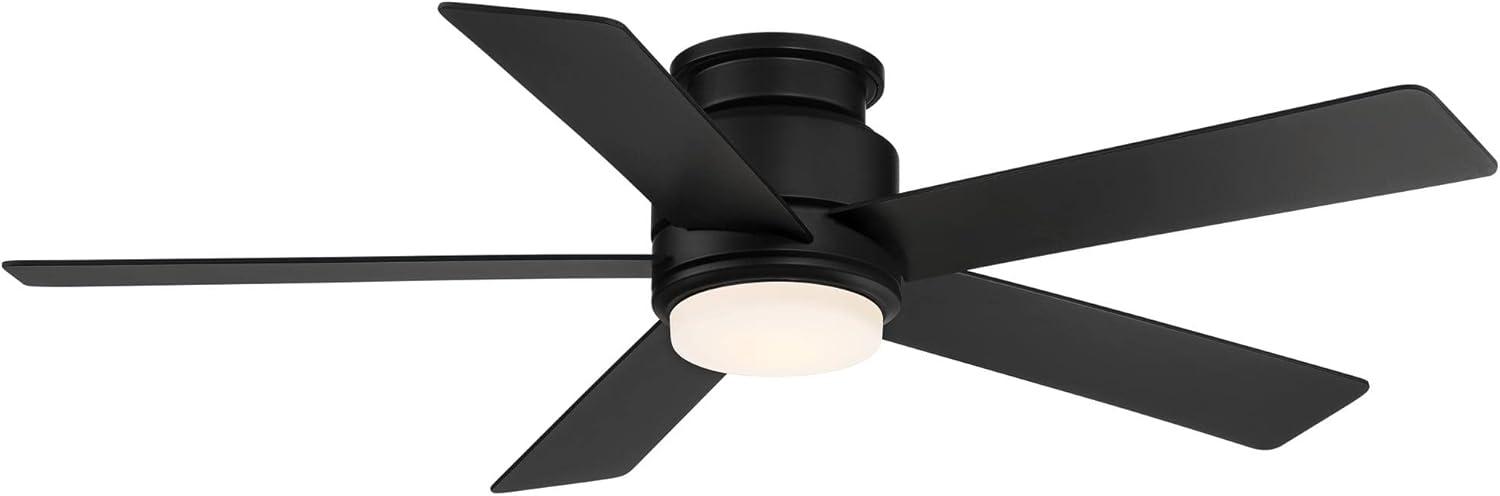 52" Casa Vieja Modern Outdoor Hugger Ceiling Fan with Dimmable LED Light Remote Control Matte Black Damp Rated for Patio Exterior