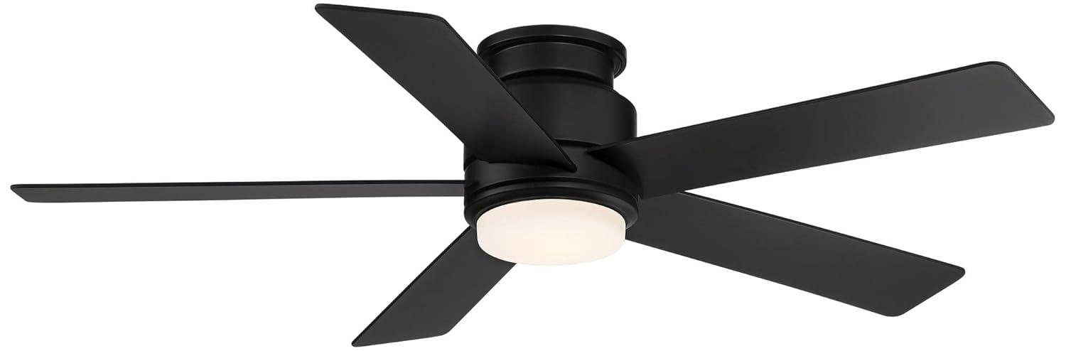 52" Casa Vieja Modern Outdoor Hugger Ceiling Fan with Dimmable LED Light Remote Control Matte Black Damp Rated for Patio Exterior
