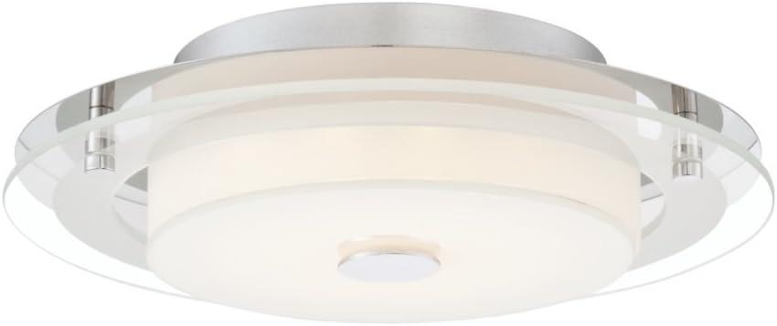 Possini Euro Design Clarival Modern Ceiling Light Flush Mount Fixture 12 1/2" Wide Chrome Dimmable LED Clear Ring White Acrylic Diffuser for Bedroom