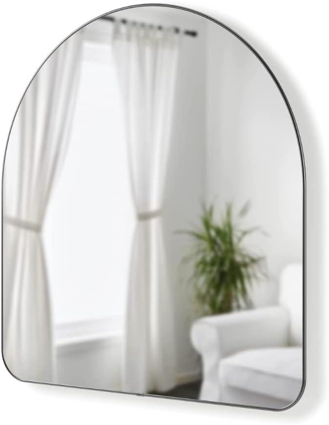 34" x 36" Hubba Arched Mirror Metallic Titanium - Umbra: Modern Oval Wall Mount, No Assembly, Steel Frame