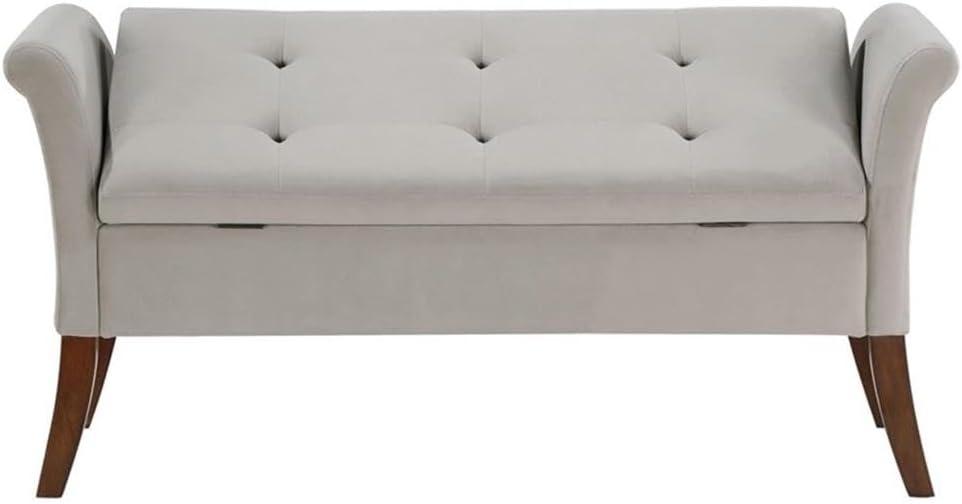 Coaster Farrah Velvet Upholstered Rolled Arms Storage Bench in Beige and Brown