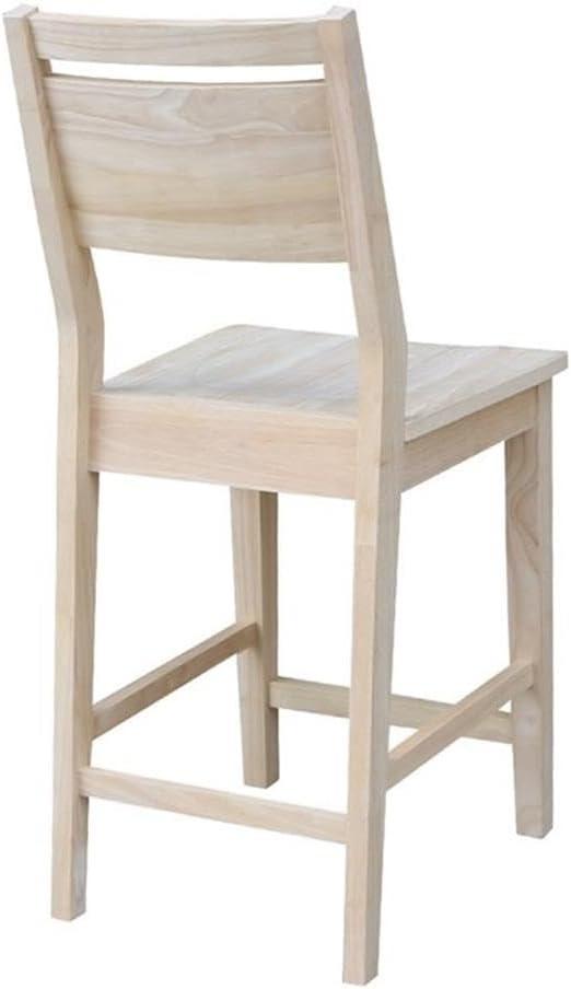 International Concepts Wood Slat Back Aspen Counter Height Panel Stool - Unfinished - 24" Seat Height