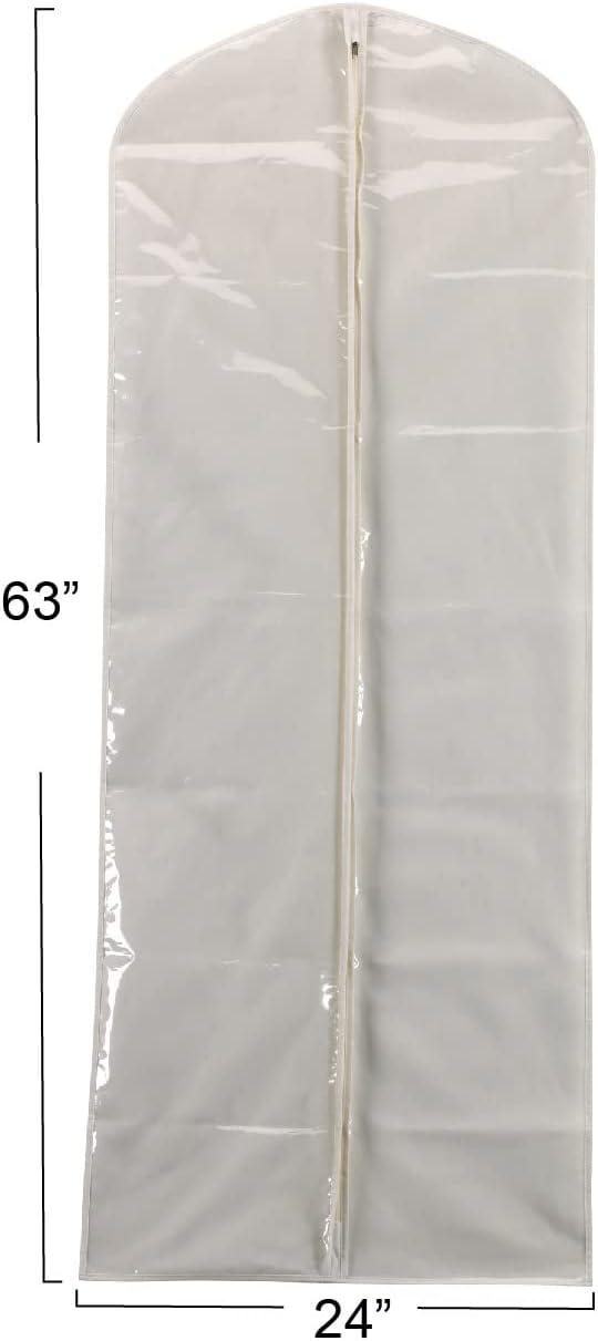 Gown Protector Bag, Durable and Breathable Canvas, Clear Front, Full-Length Zipper