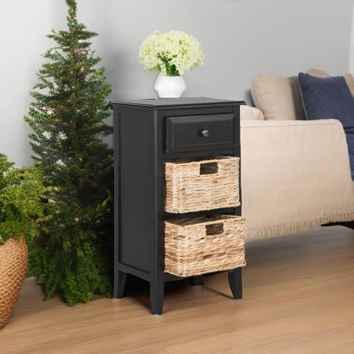 Everly Drawer Side Table - Black - Safavieh.