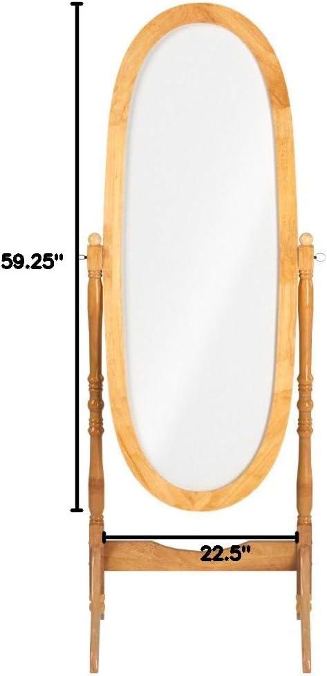Roundhill Furniture Traditional Queen Anna Style Wood Floor Cheval Mirror Oak