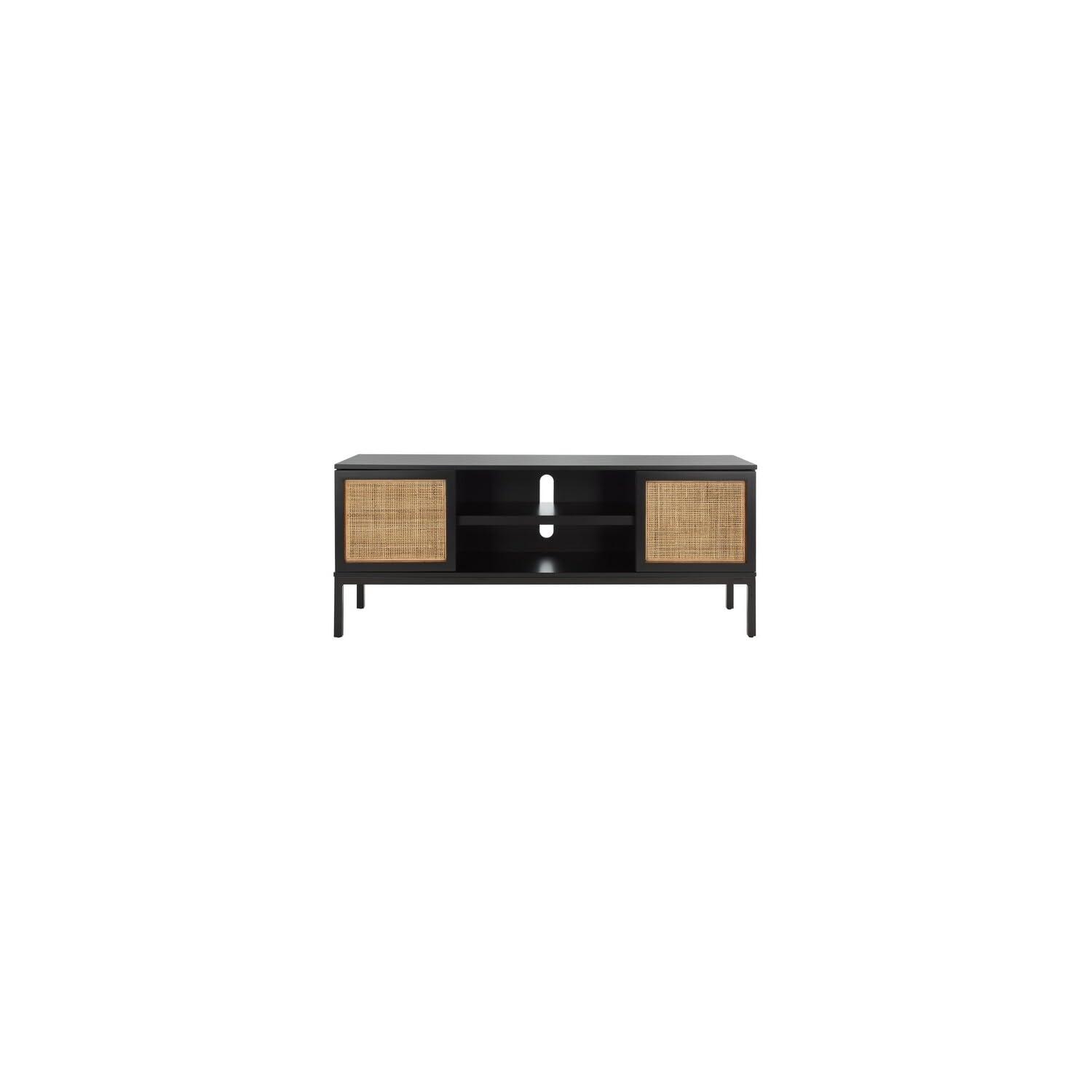 Zadie 2 Shelf Rattan Media Stand - MED5009 - Black/Natural - Safavieh