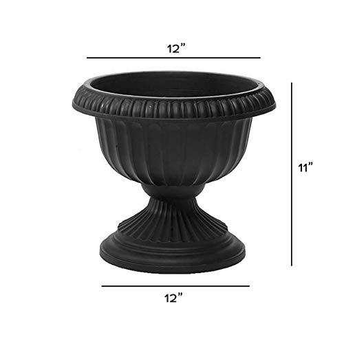 Novelty Grecian Plastic Indoor/Outdoor Urn Planter, Black, 12in