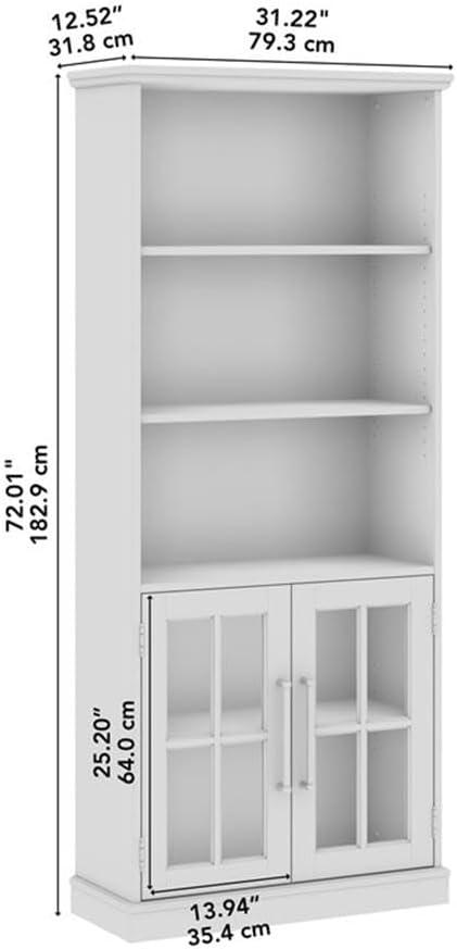 Westbrook 5 Shelf Bookcase with Glass Doors by Bush Furniture