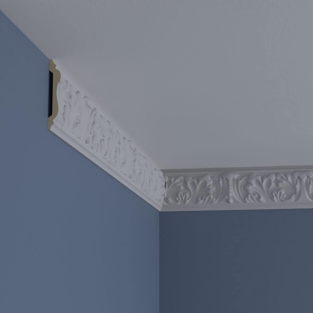 Ekena Millwork 3 1/2"H x 3/4"P x 94 1/2"L Benson Acanthus Leaf Chair Rail